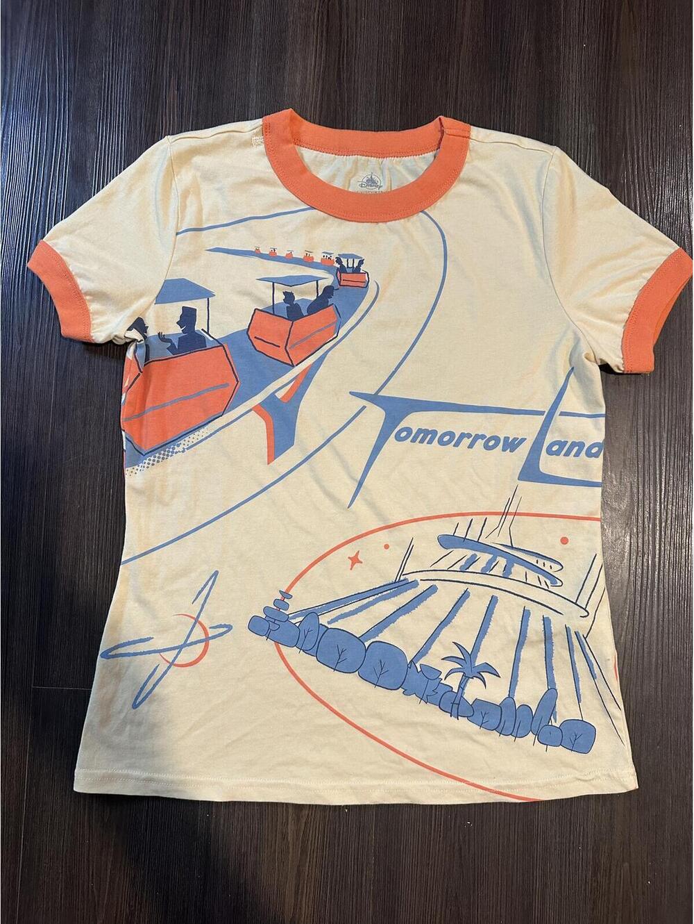 Disney Parks 2024 Retro Tomorrowland Women's Ringer T Shirt Sz S Tron Stitch